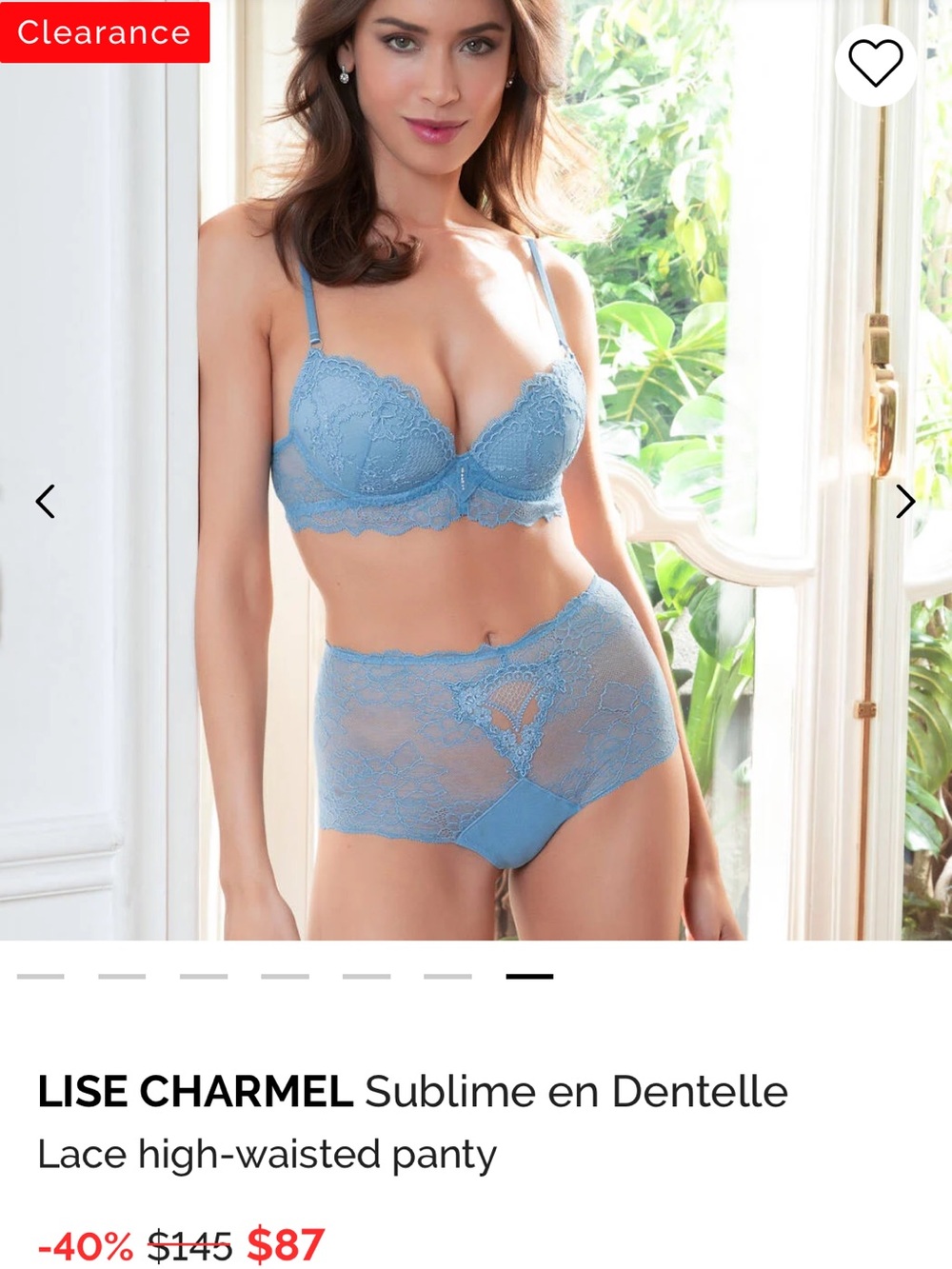 Lise Charmel Sheer Lace Demi-Cup Bra in Light Blue - Picture 2 of 7
